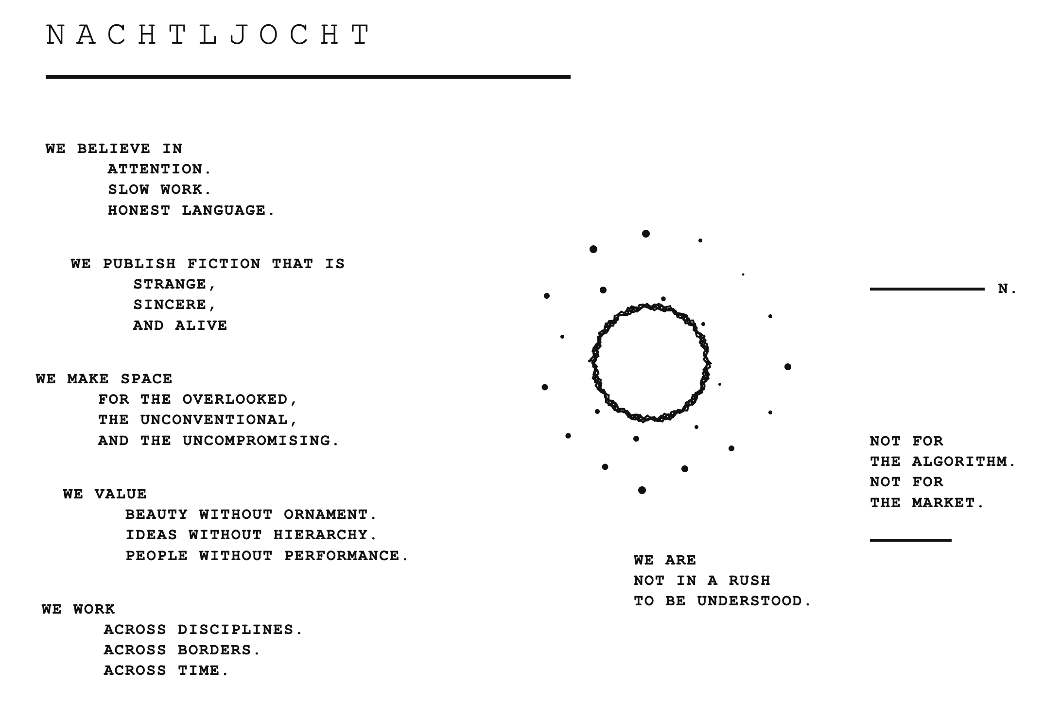 Nachtljocht manifesto page with typewritten text and a circular mark