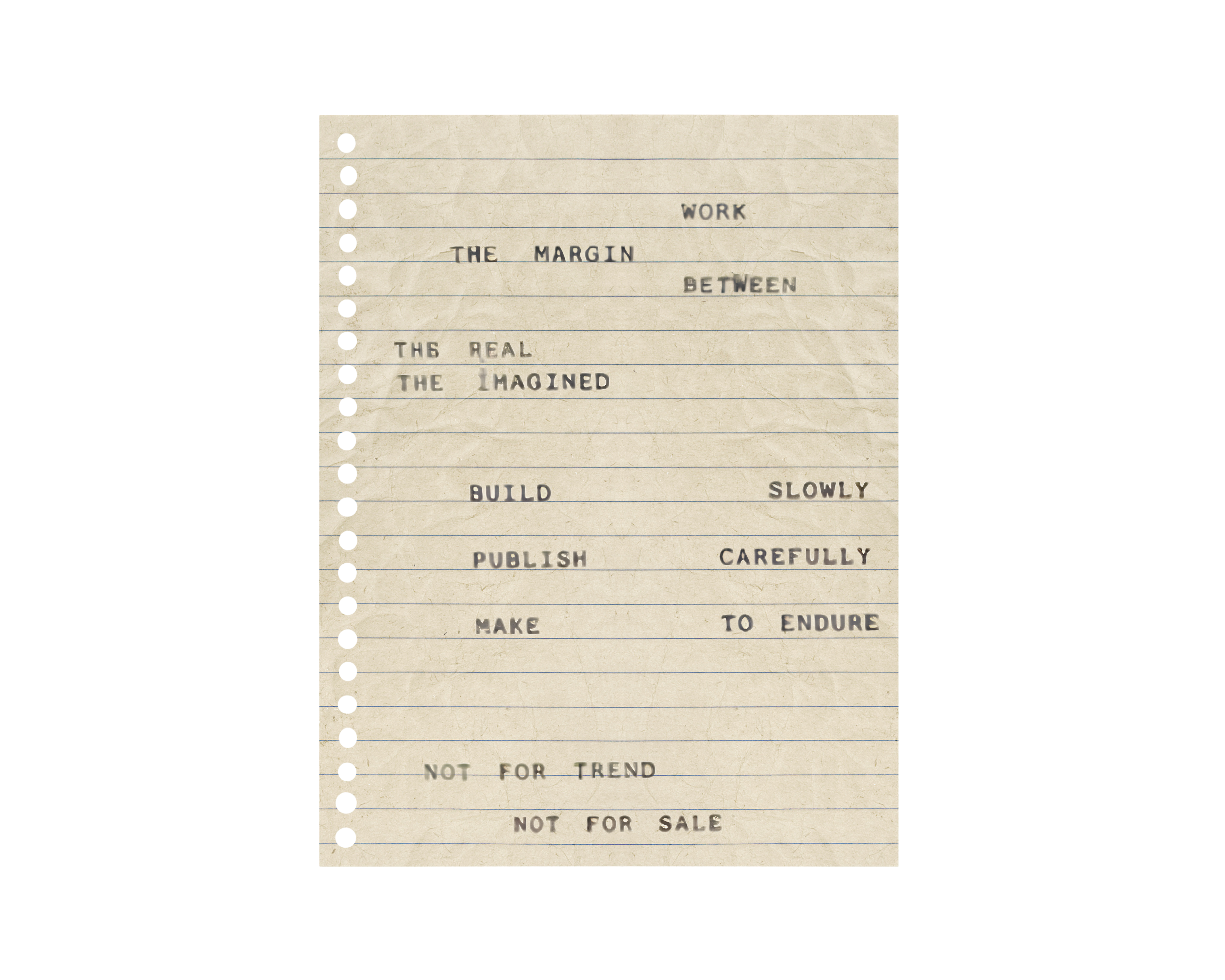 Nachtljocht work margin manifesto on lined paper