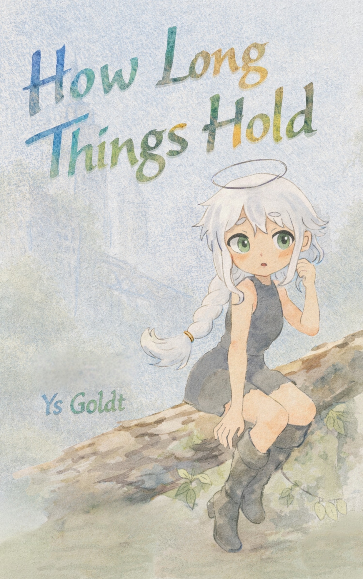 Illustrated cover of How Long Things Hold showing Eîra seated on a tree branch beneath the title.